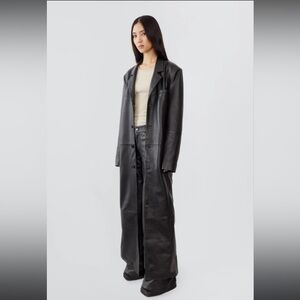 DEADWOOD Black Recycled Real Leather Coat size 36/S